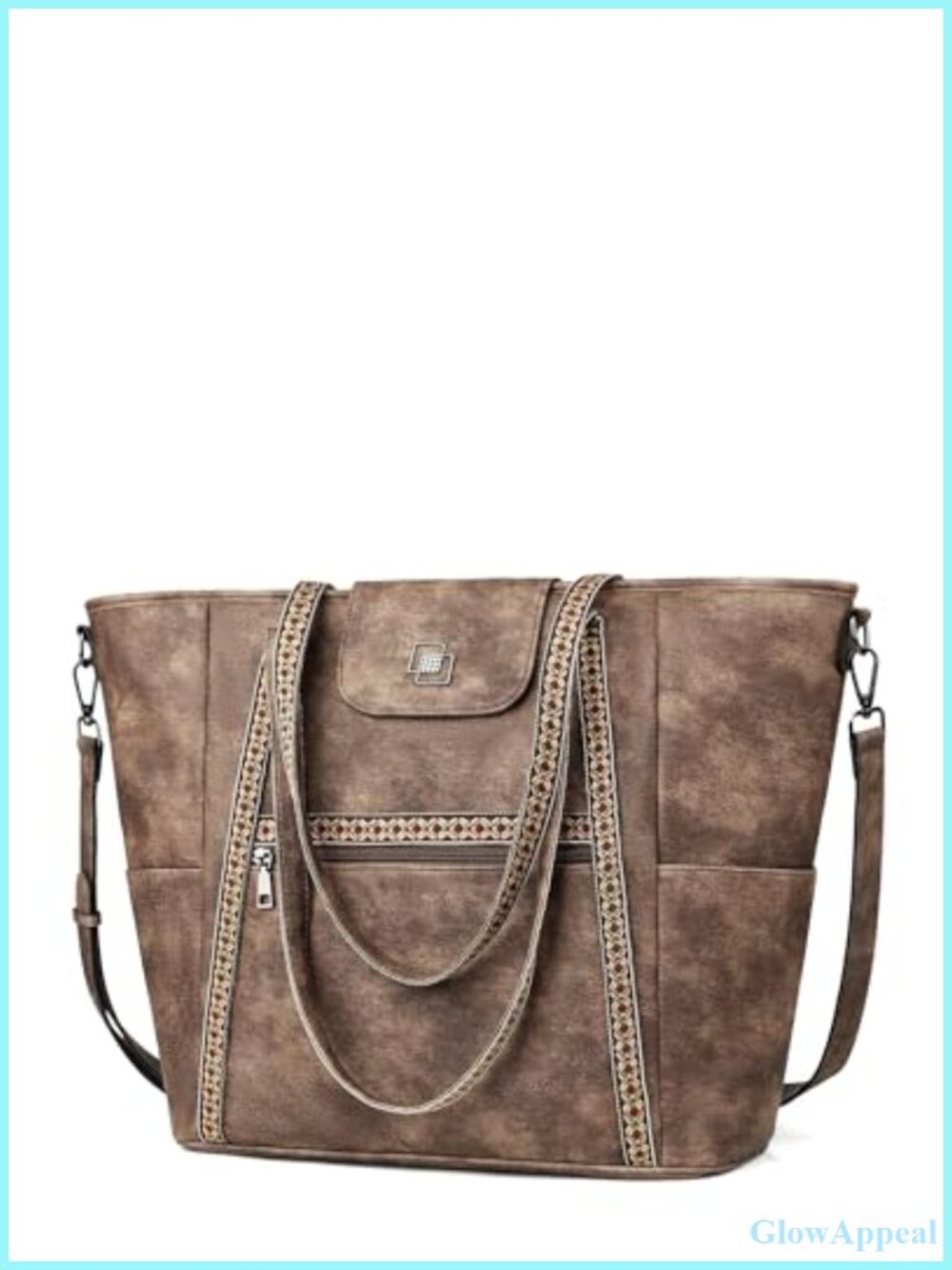 Large Laptop Tote Bag for Women PU Leather Convertible Backpack 15.6in